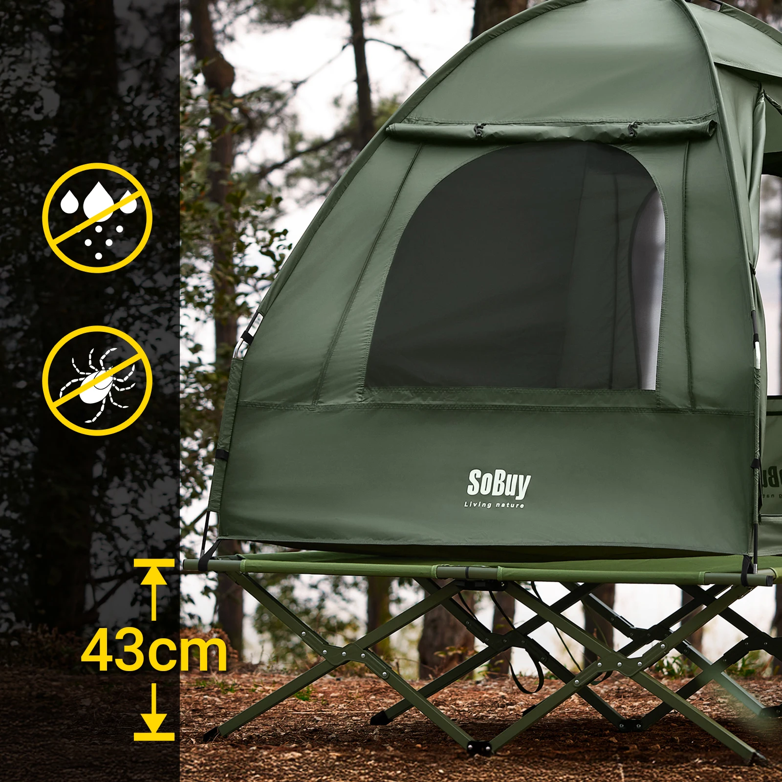 SoBuy OGS32-II-L Campingzelt Einzelzelt mit Lampenhaken und Schuhaufbewahrungstaschen 3in1-Zelt 2 Person praktische – Detail 2