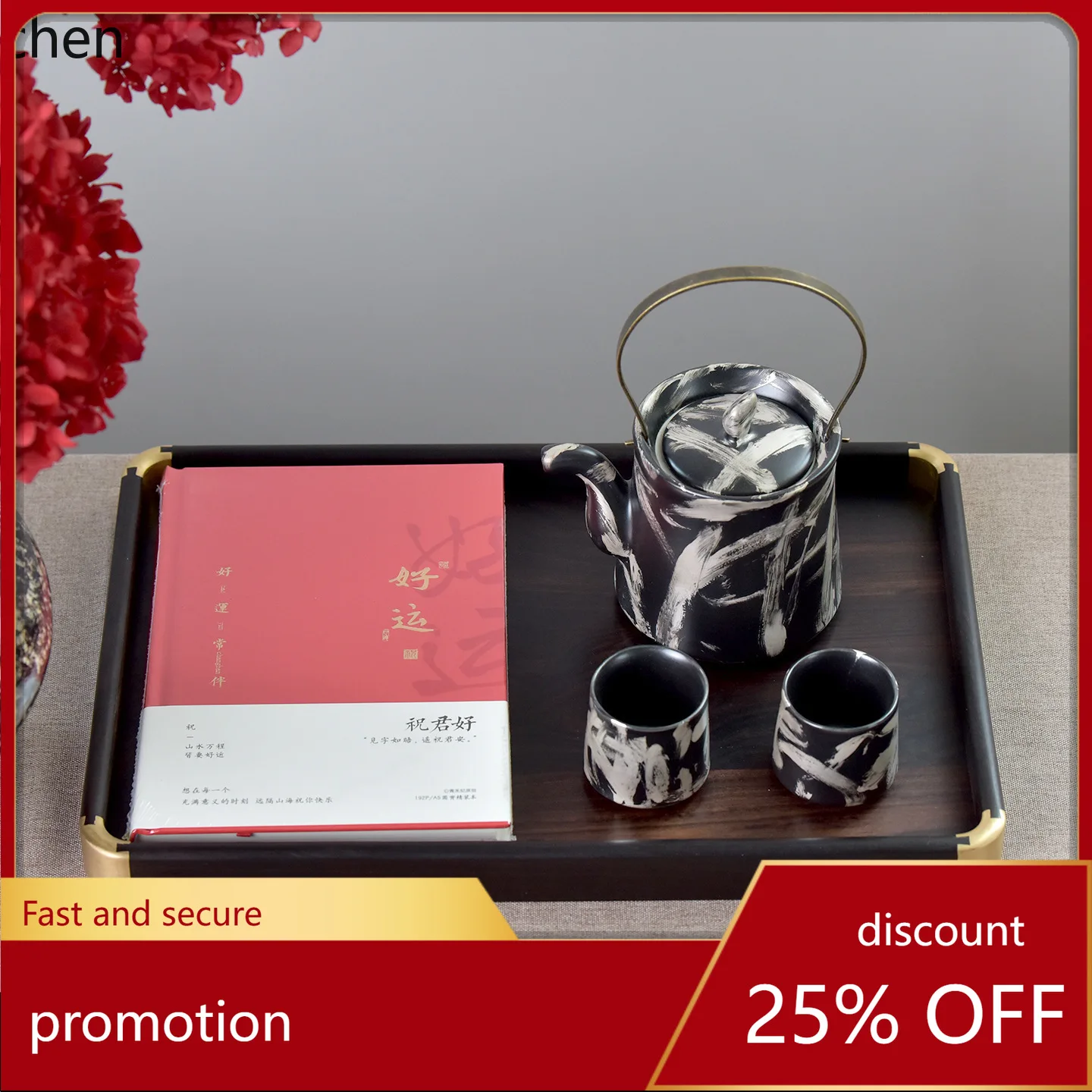

CZ medieval tea set tray combination ceramic art flower arrangement sales office hotel model room b&b use