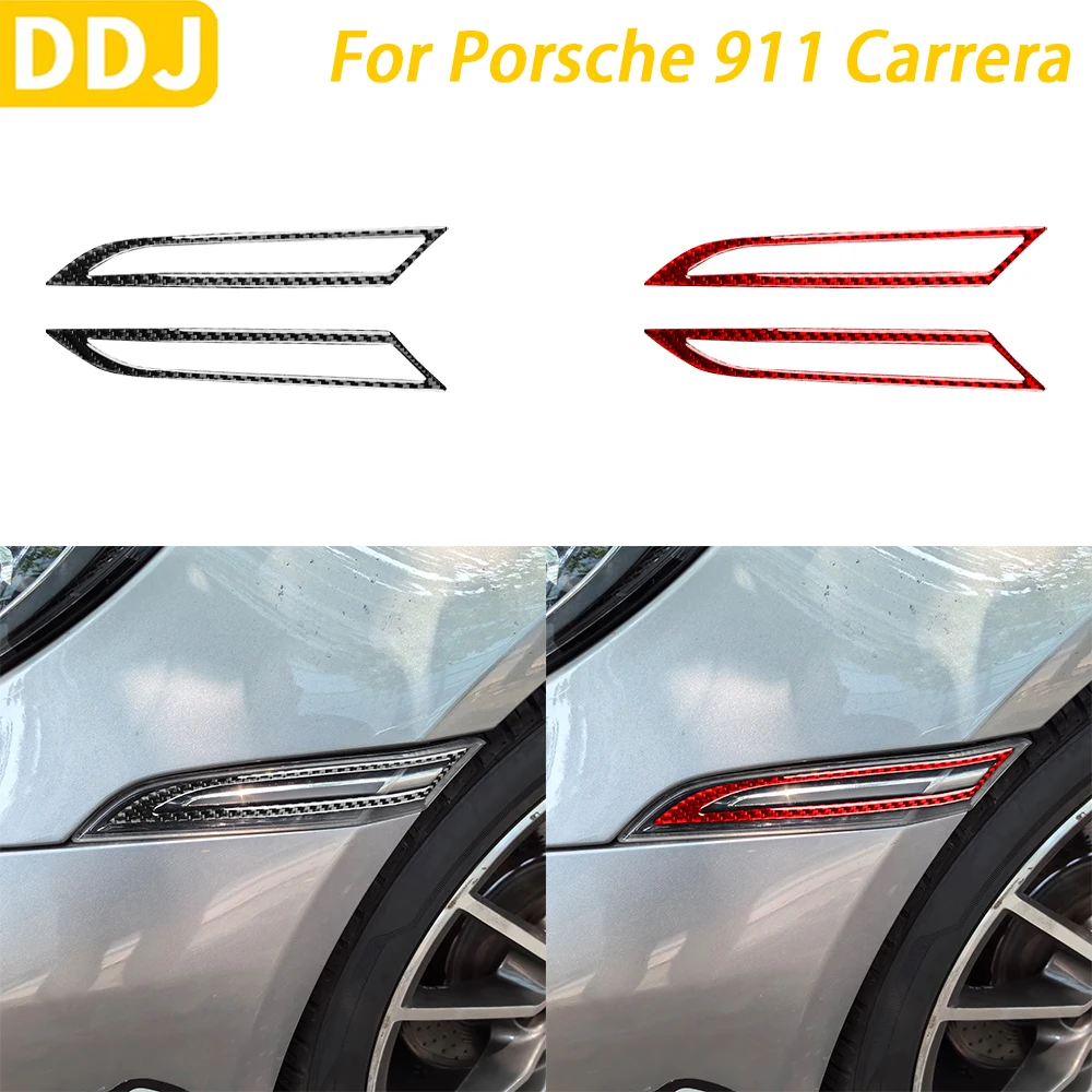 

For Porsche 911 992 Carrera 2019-2024 Carbon Fiber Side Fender Turn Signal Light Trim Cover Car Decoration Accessories Sticker