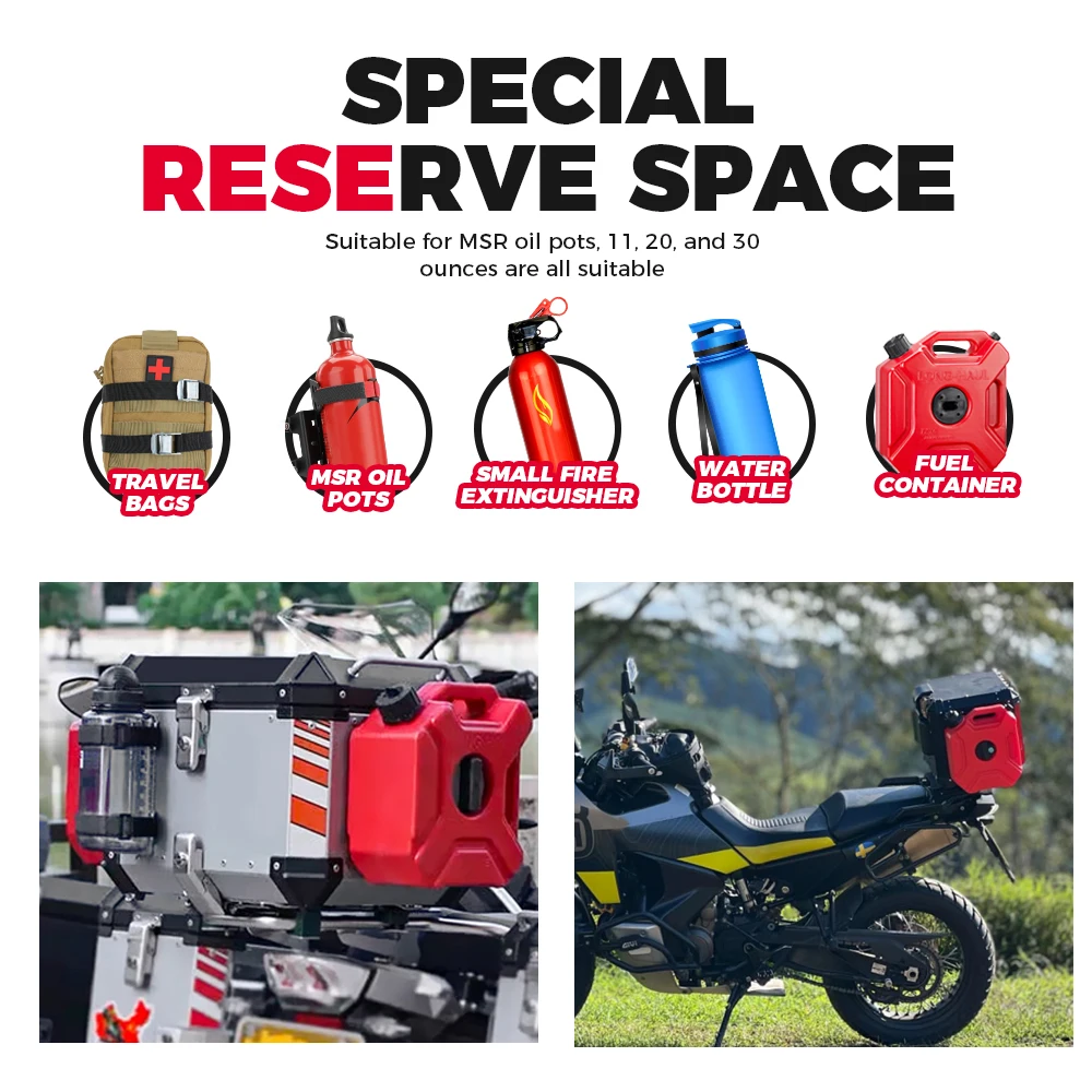 Portabotellas para motocicletas, tanques de botellas de aceite de gasolina, recipiente de combustible, placa de sujeción, fundas de equipaje para BMW R1200GS LC ADV R1250GS