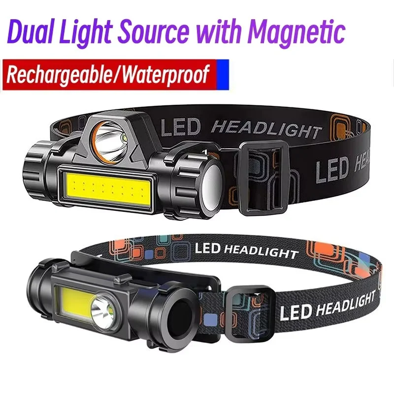 Outdoor Mini Portable Headlamp Sensor Hat Clip Headlight LED Magnetic Outdoor Camping Hunting Flashlight Induction Head Lamps