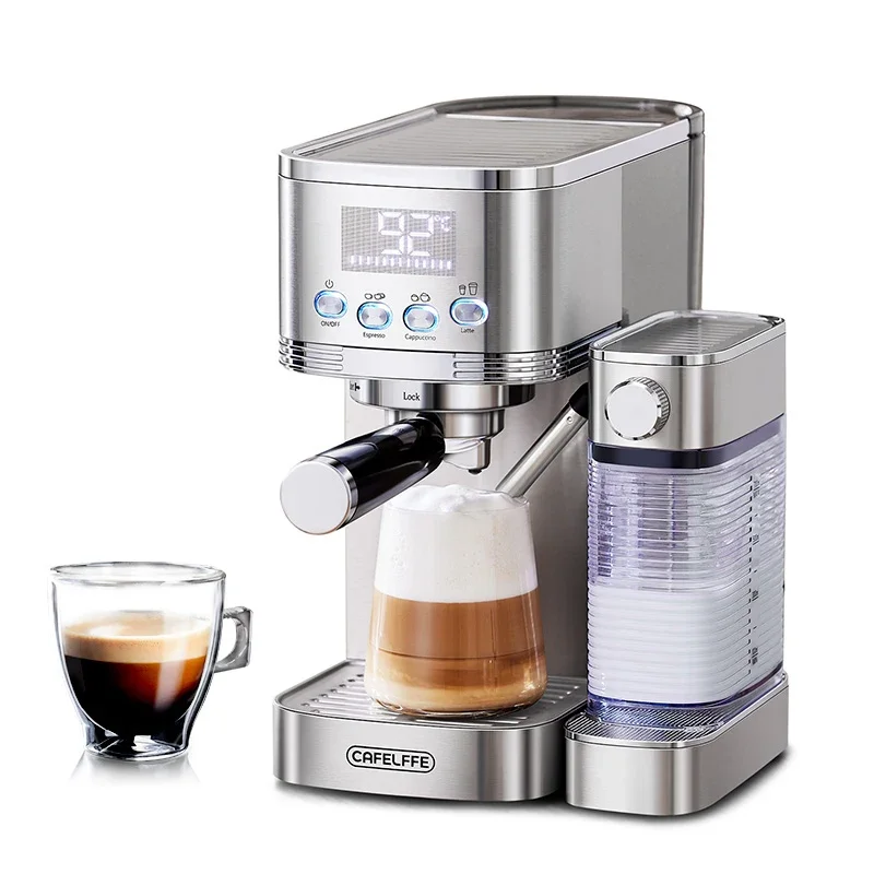 

CAFELFFE 20 Bar Semi-automatic Stainless Steel Electric with Milk Tank Brew System for Hotel Use Esp