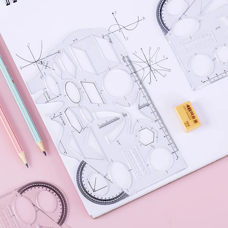 1pc Soft Mathematics Plastic Rulers for Kids Student Kawaii School Supplies Stationery Geometric Graph Ruler