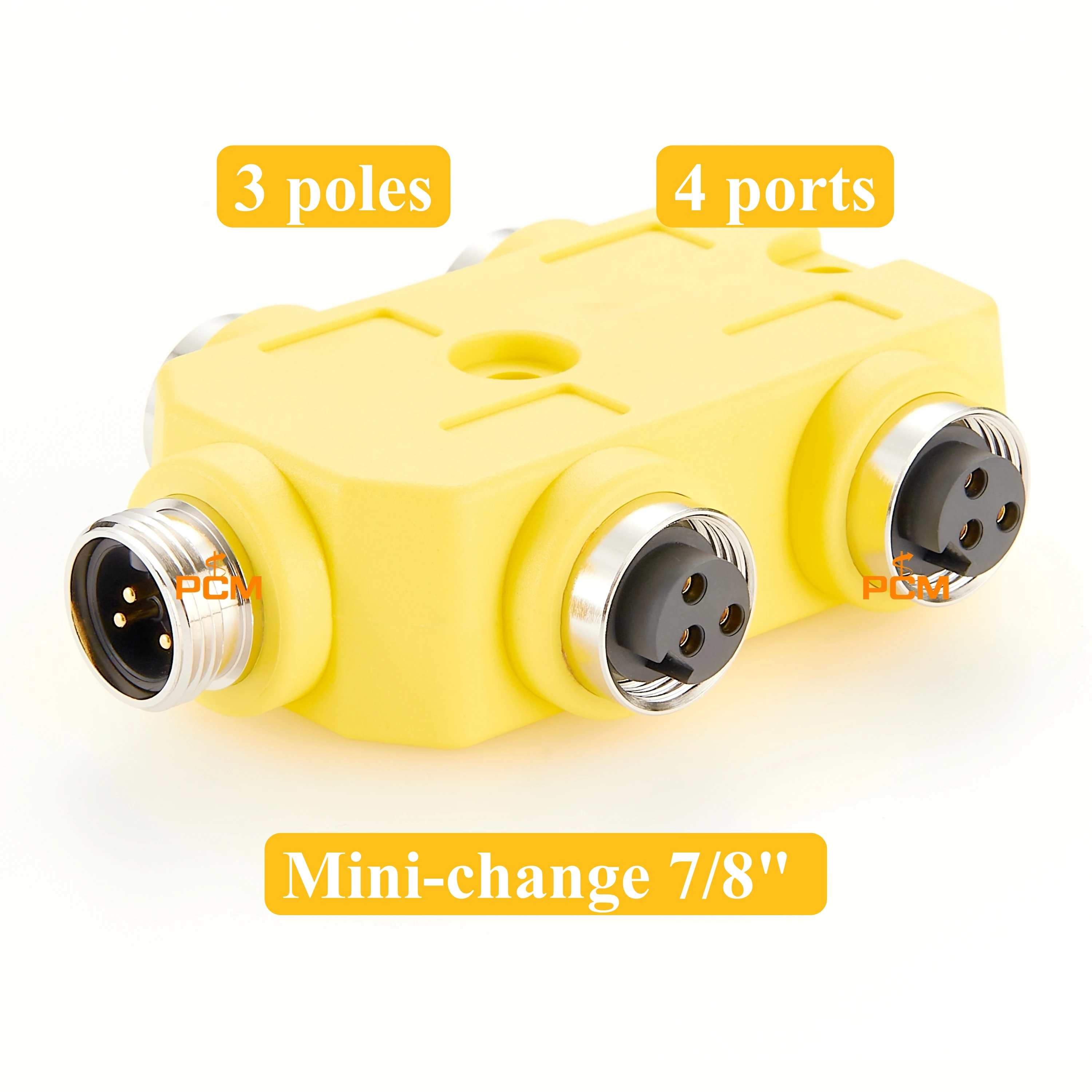 

3 Pole 4 Ports Brad 7/8" Mini-Change IP67 A-Size MPIS Auxiliary Power Passive Distribution Box for Molex ACAUX4000 1300600067