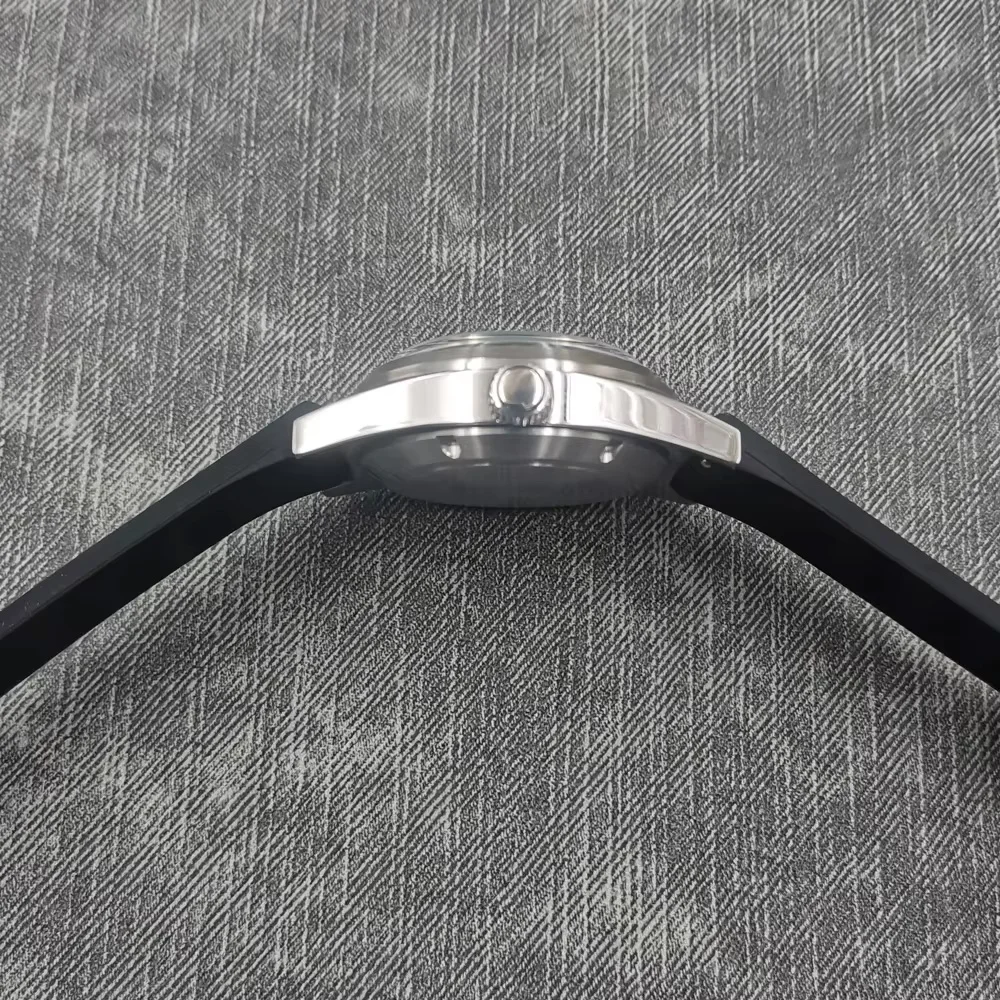 38mm vidro arqueado nh35 movimento masculino relógio automático estéril mostrador de borracha pulseira preta luminosa relógio mecânico masculino