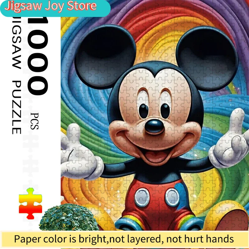 Disney  Colorful Cartoon Character Jigsaw Puzzle Family Interaction & Fun Gift, Vibrant Abstract Design, Mickey Mouse pattern