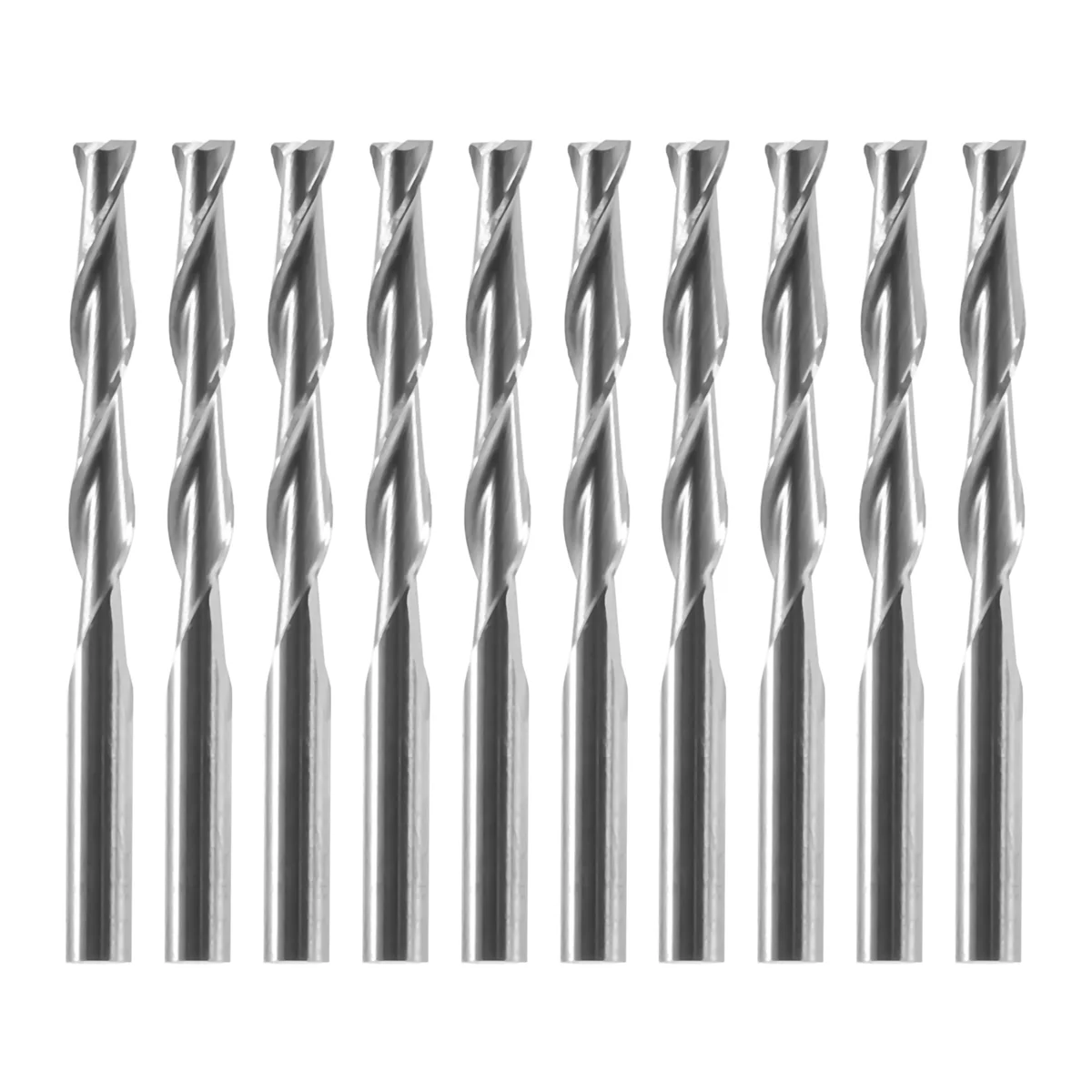 10x 1/8 inch 3.175mm Carbide CNC Double Two Flute Spiral Bits End Mill Router 22mm