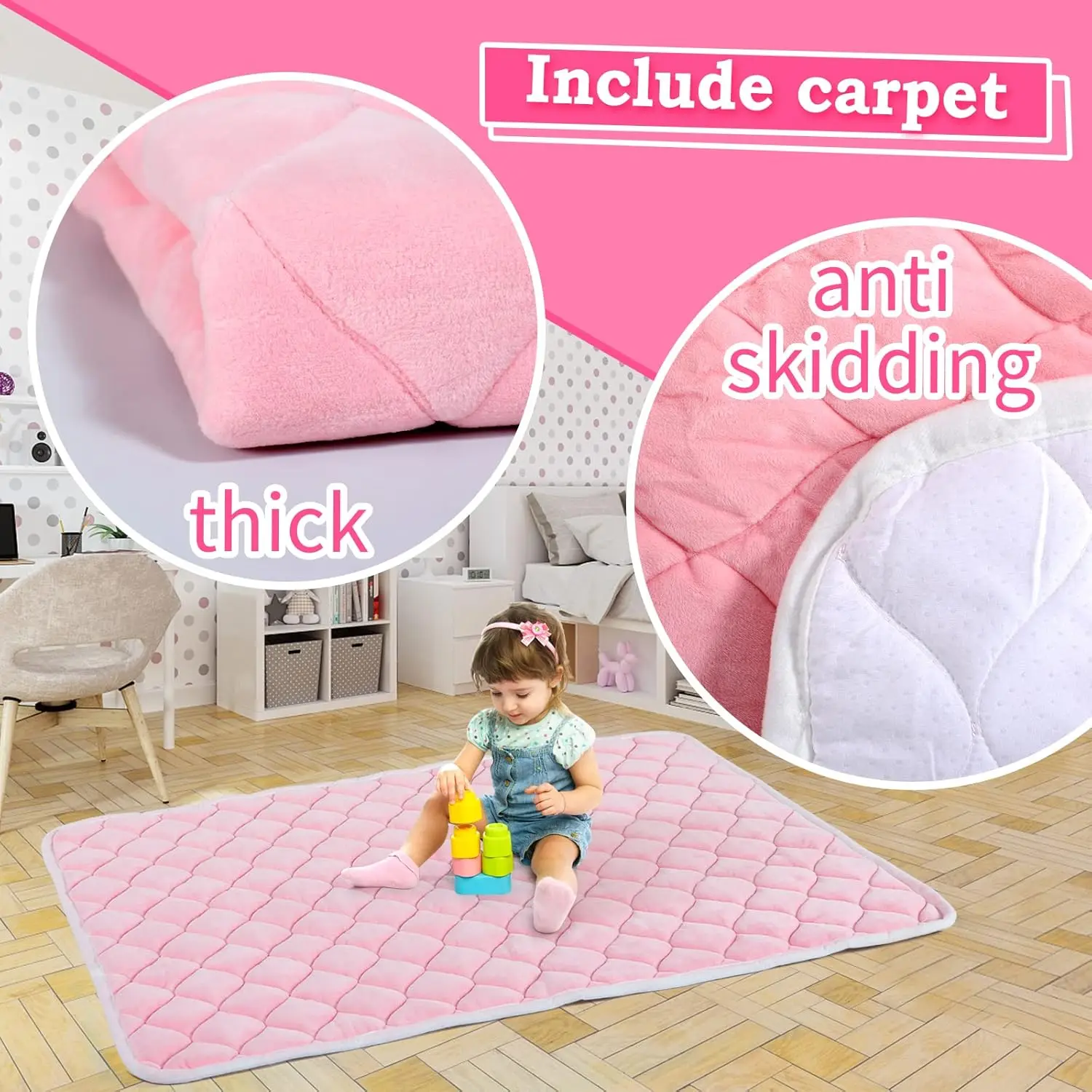 Kids Play Tent with Mat for Girls Large Fairy Playhouse for Kids Princess Castle Tent Gift Toys for Girl Toddler Children Play