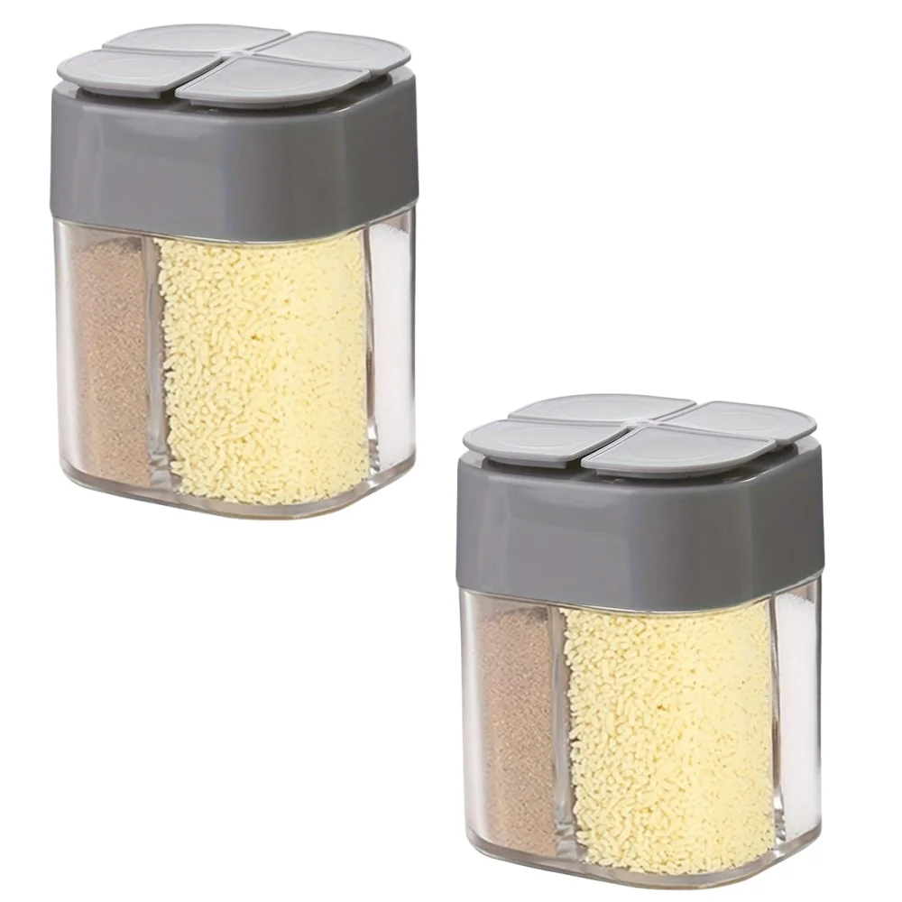 4-in-1-Camping-Gewürzstreuer, Mehrzweck-Gewürzglas mit Deckel, 4 Fächer, zum Grillen im Freien, Kochen, Salz, Pfeffer, Aufbewahrungsbox