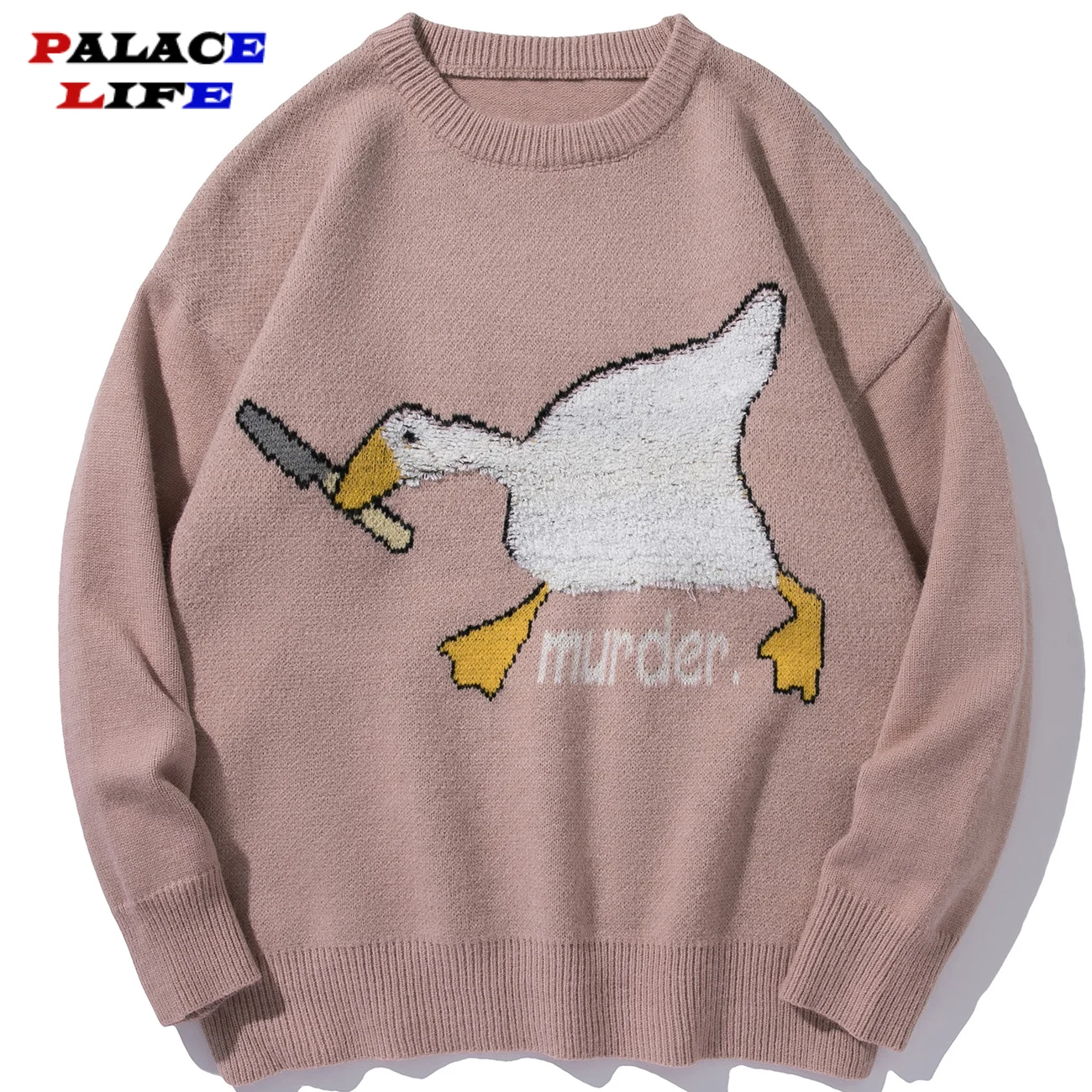 Men Streetwear Sweater Spoof Duck Pattern Knitted Sweater 2021 Autumn Fashion Harajuku Cotton Casual Pullover Sweater Tops