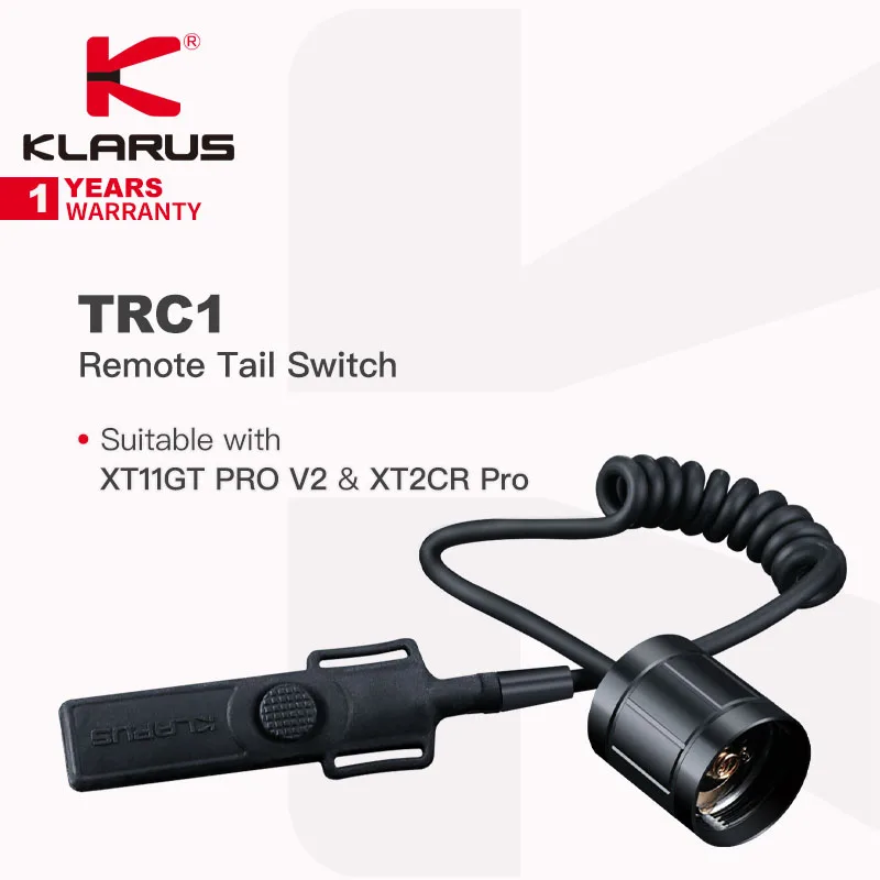 Klarus TRC1 Remote Tail Switch, Fits for XT11GT Pro V2.0 & XT2CR-Pro Flashlight, Instant On,One-Touch Strobe,PU Extendable Cable