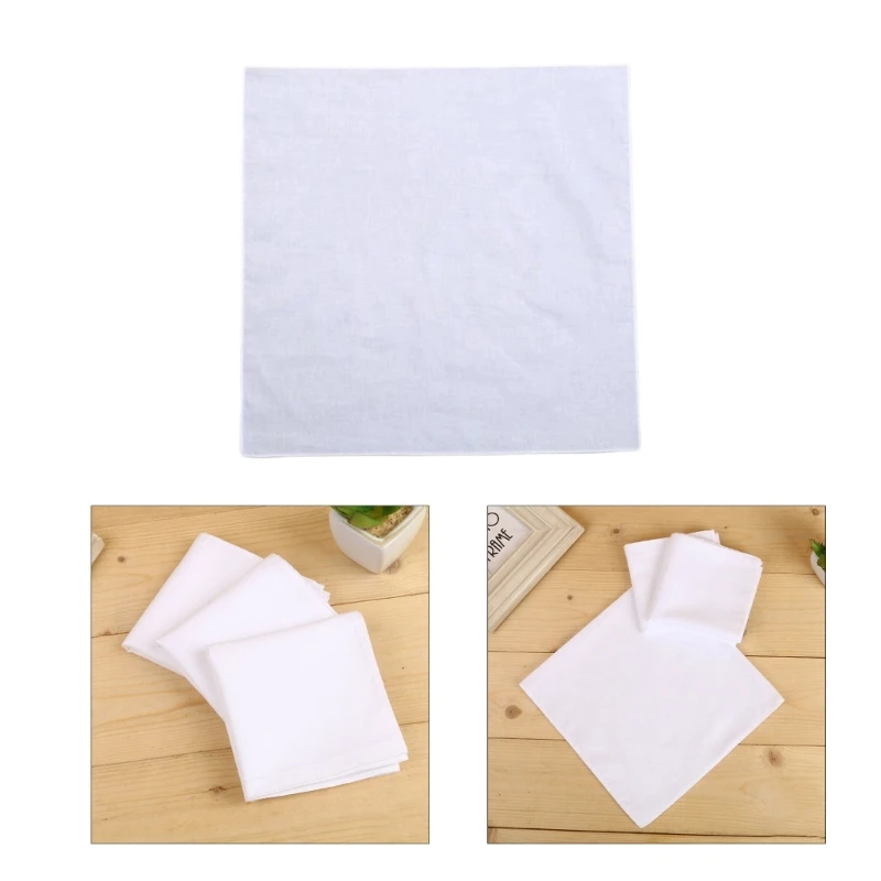 Embroidery Tie-dye Square Useful Handkerchief for Woman Man Gentleman White Cotton Handkerchief Square Handkerchief