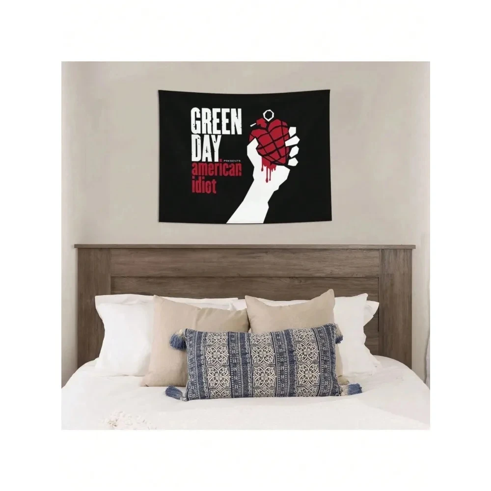Green Day American Idiot Punk Rock Tapestry Single Sided 2D Print Stylish Bedroom Dorm Living Room Decor Accessory Gift