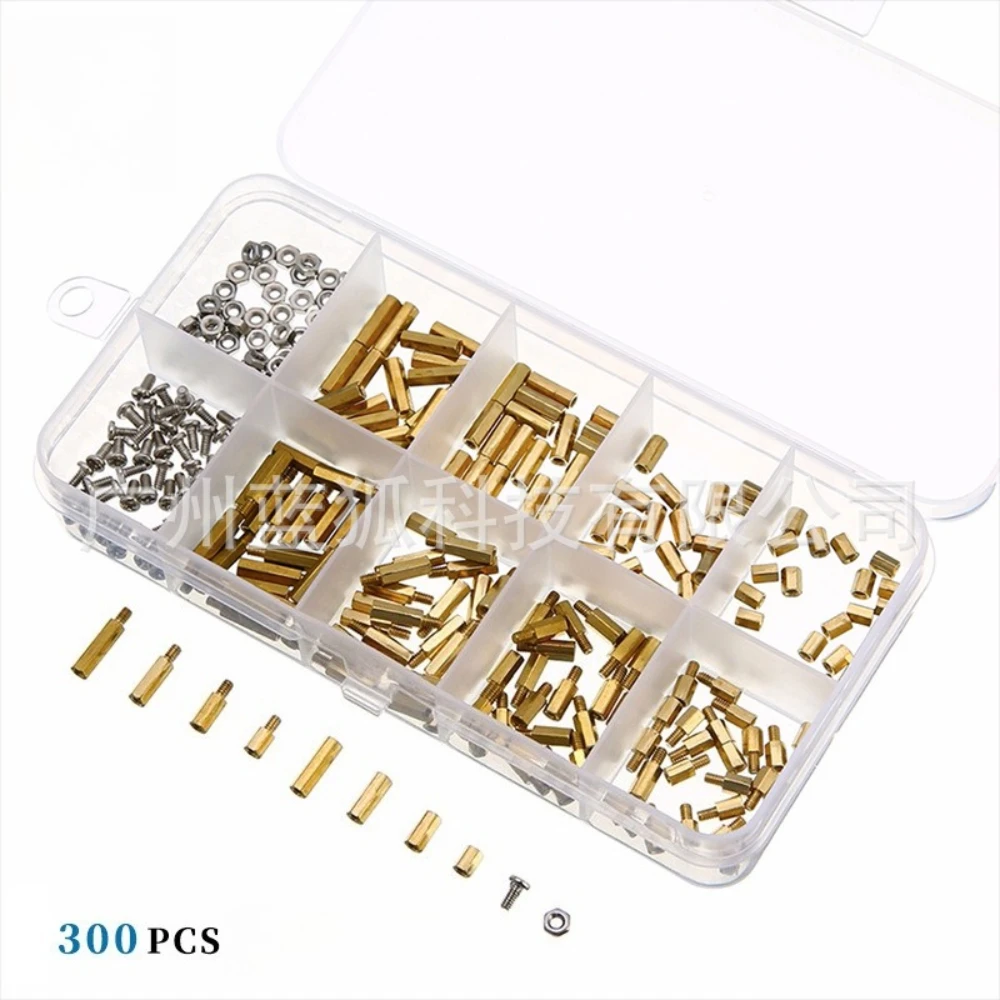 

300PCS Hardware Screws Set Copper Column M2 Nut Combination Hexagon Socket Single with Double Head Copper Column 4-10mm