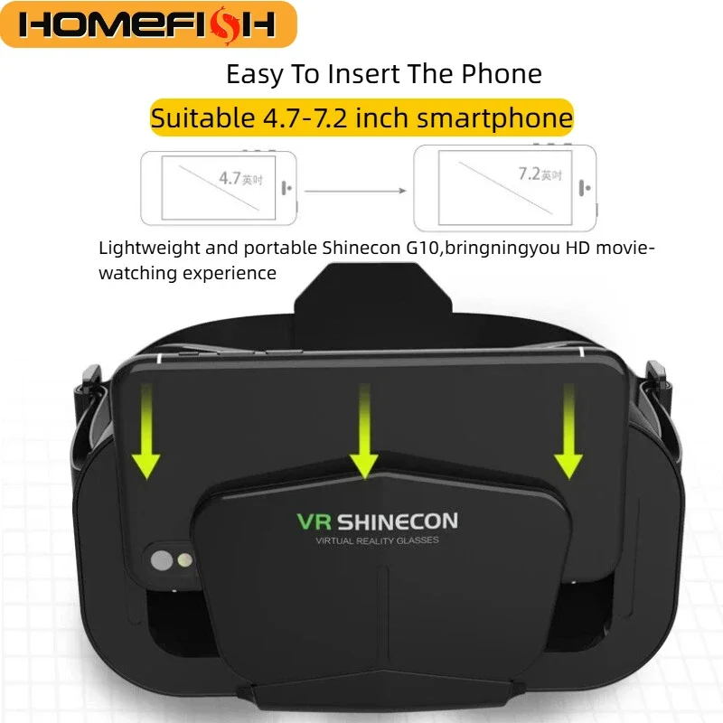 HOMEFISH VR Glasses 3D Headset Virtual Reality Device Helmet Goggles Lenses Mobile Smartphone Smart Phone Cell Realidade Viar VR