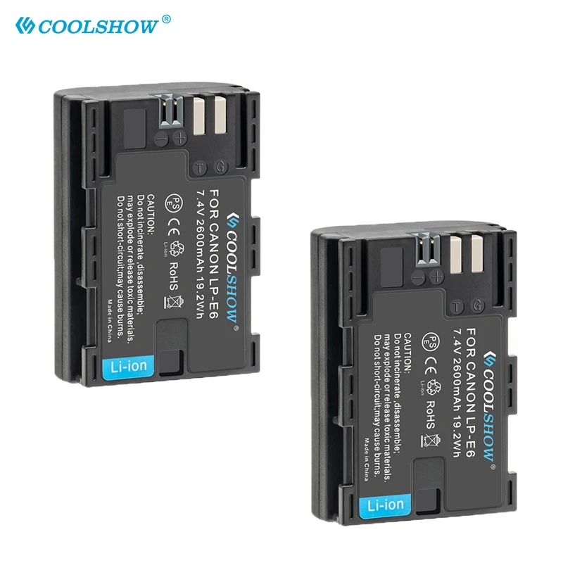 LP-E6 LPE6 Battery 2600mah For EOS MarkII III IV EF-S 18-200IS Kit 5D mark III 6D 7D 80D 70D 60D 5D LP E6 Batteries