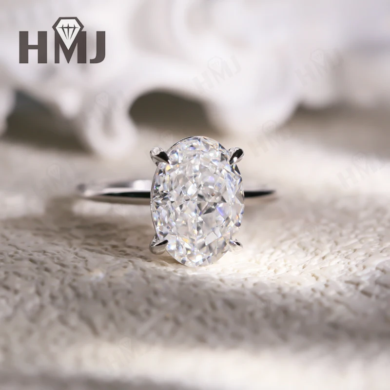 

HMJ 3CT Муассанит Кольцо Зубцы Набор Дробленый лед Овал Форма 10 К 14 К 18-каратное золото Серебро 925 Обручальное кольцо Ослепительные огненные подвески