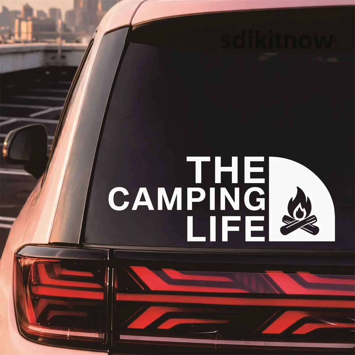 The Camping Life Campfire Pattern Car Sticker Waterproof Vinyl Window Decal Auto Truck SUV Exterior Outdoor Camper Accessory