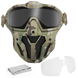 Tactical Anti-fog MASK with Goggles Full Face Mask Detachable for Paintball Hunting Shooting CS Game Protective Gear
