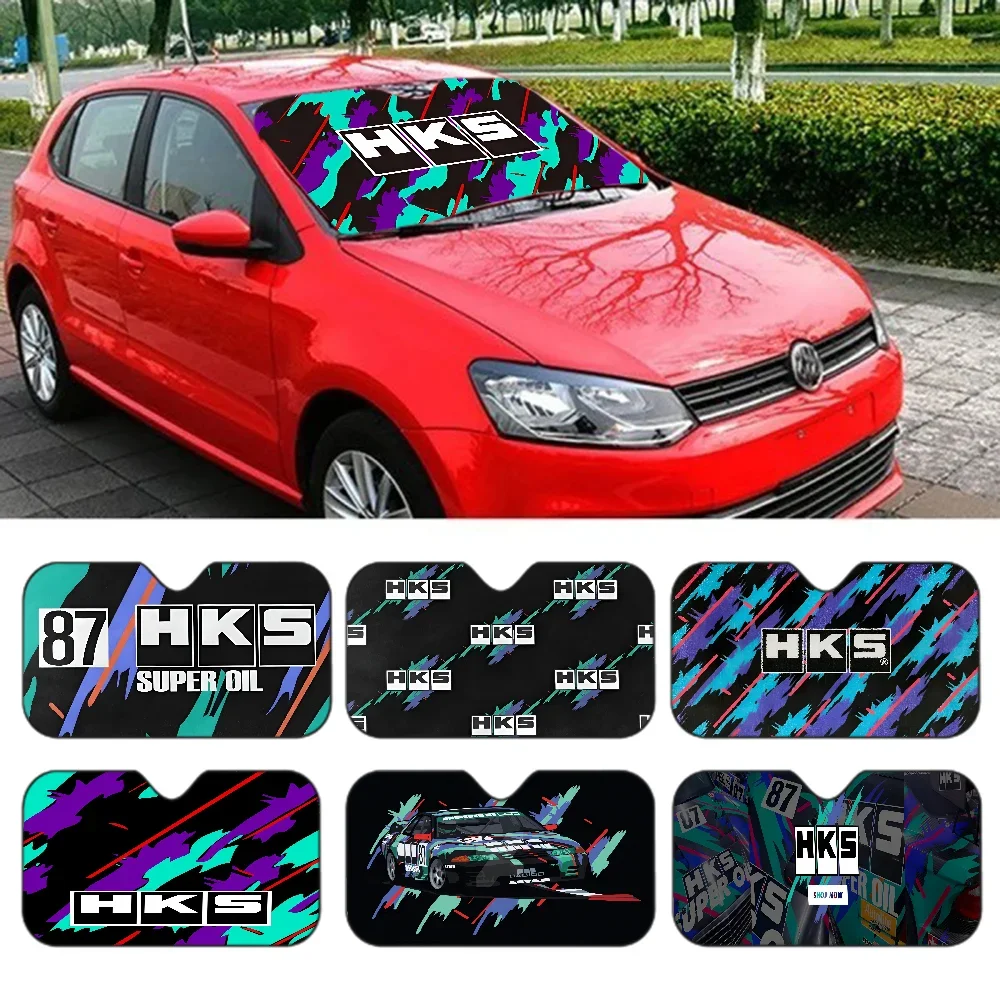 스포츠카 HKS JDM 액세서리 자동차 차양 커버 자외선 차단 자동차 창 차양 접이식 앞 유리 차양