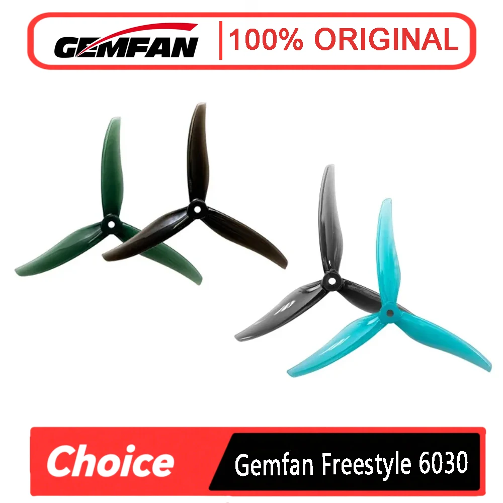 2 Pairs Gemfan Freestyle 6030 Propellers - 6Inch 3-Blade, for RC Multirotor X-Class FPV Long Range Cinelifter Drone DIY Parts