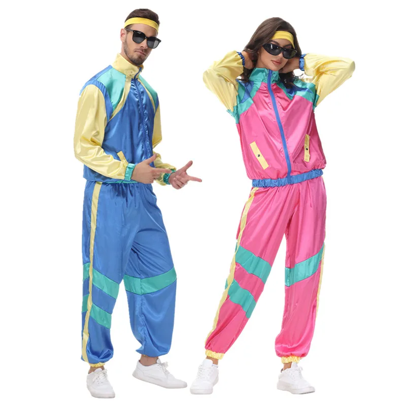 

Couples Hippie lovers Costumes Male Women Carnival Halloween Vintage Party 70s 80s Rock Disco Clothing Suit Cosplay Outfits