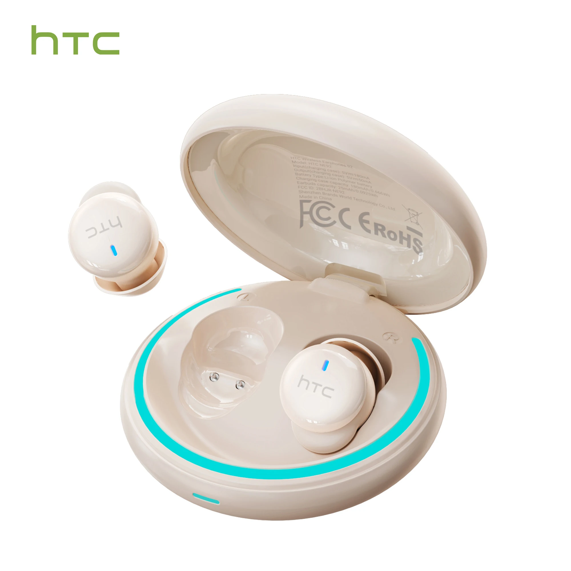 HTC NE92 Schlaf-Ohrhörer, kabellose Bluetooth-Kopfhörer, angenehm zu tragende Kopfhörer, 50 Stunden Wiedergabe, geringe Latenz, klare Klangqualität