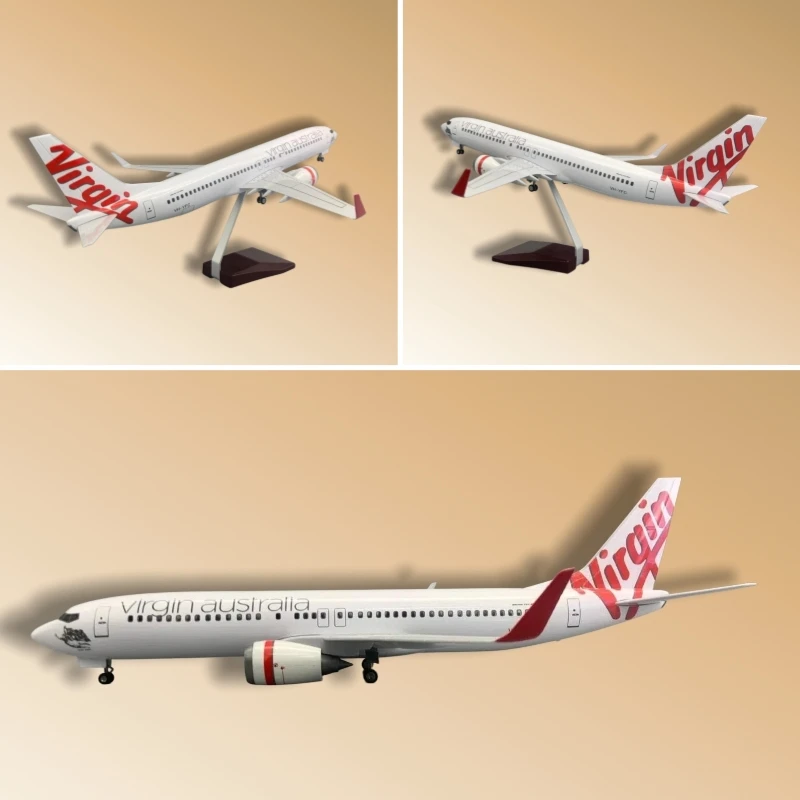 1:85 Scale Boeing 737 Virgin Atlantic Model Plane 47cm Die-Cast Resin with Lights and Moving Wheels Aviation Collectible