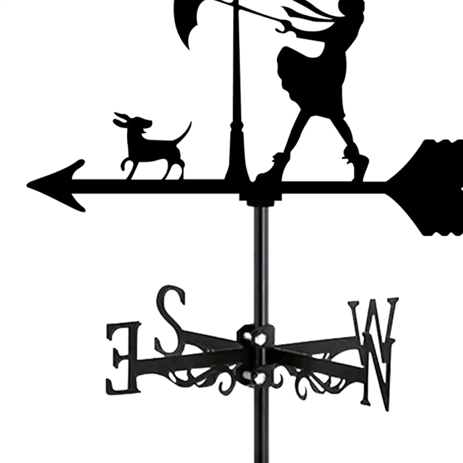 Metal Weather Vane Outdoor Garden Wind Indicator Vintage Iron Roof Mount for Yard Farm Decor