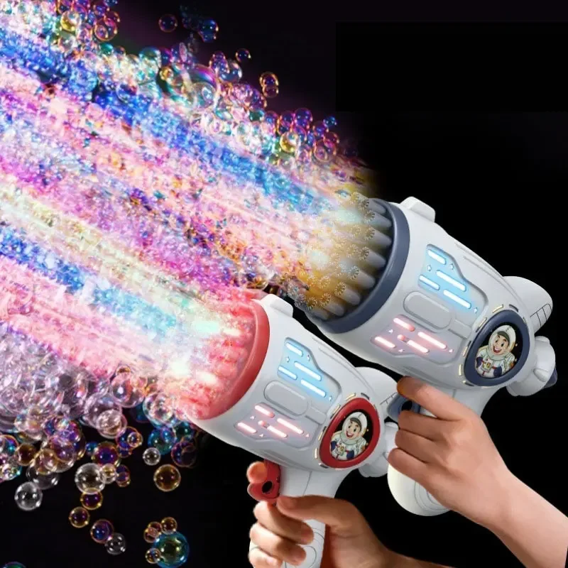 32 holes Bubble Machine Gun handheld fully automatic space light bubble machine electric children Kids toys  without battery