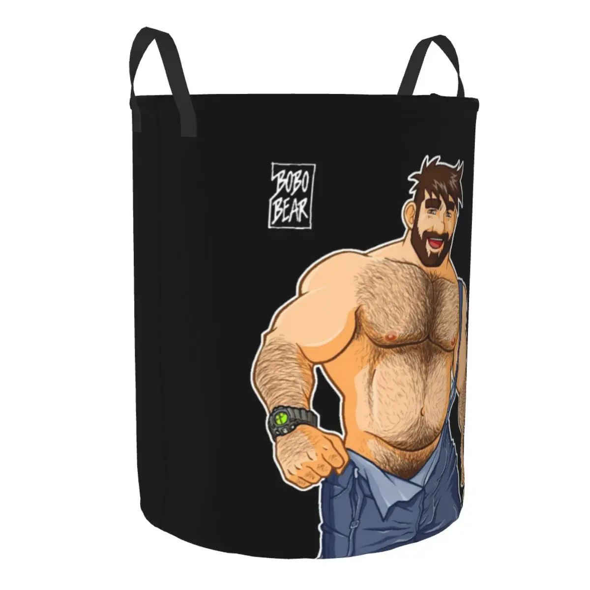 Sexy Gay Bear Adam Bobo Bear Laundry Basket Foldable Pride Muscle Man Clothes Hamper for Baby Kids Toys Storage Bag