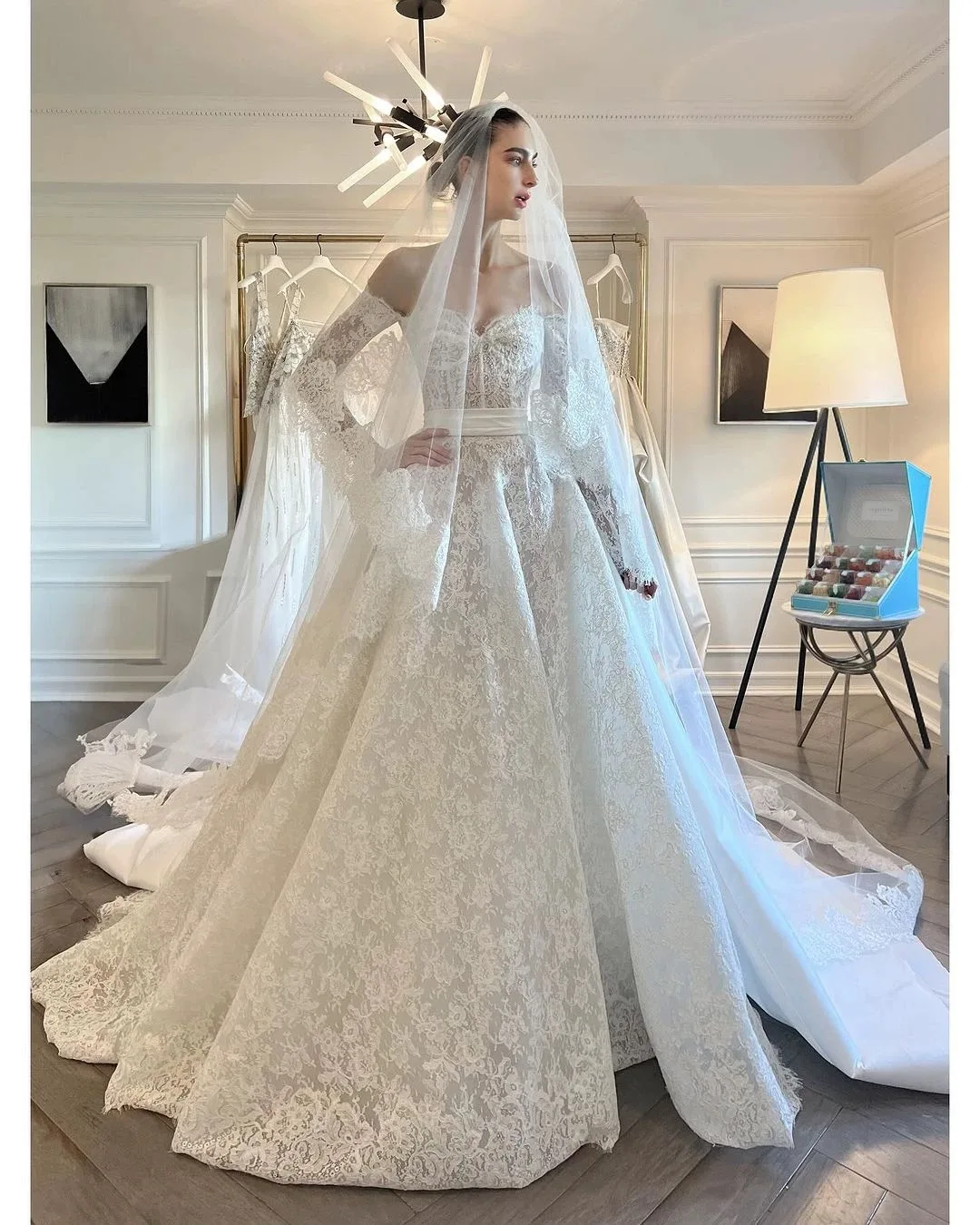 Vestido De Novia Encaje Con Mangas Largas Bespoke Ball Gown Para Boda Por La Iglesia Vintage Elegante 2024 Mas Vendidos Mariage