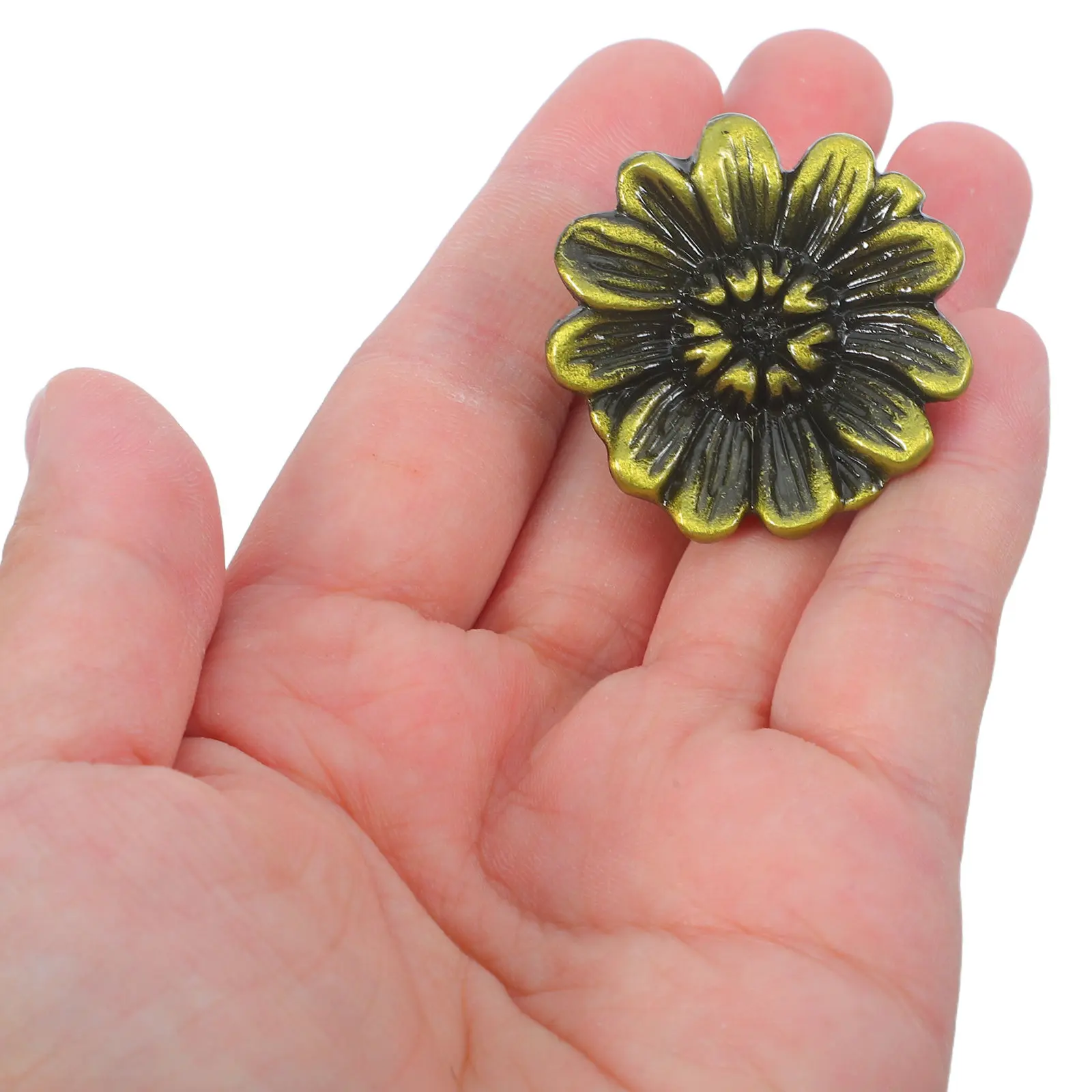 6Pcs Furniture Pull Handles Vintage Chrysanthemum Floral Zinc Alloy Cabinet Knobs Decorative Flower Shape Cabinet Door Pulls