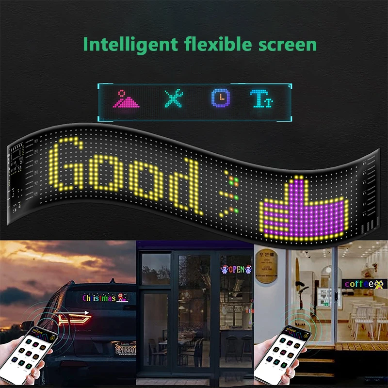 LED Flexible Display APP Bluetooth USB Phantom Color Light For Car Party Cafe Concert Window Advertisement Display Screen Lights