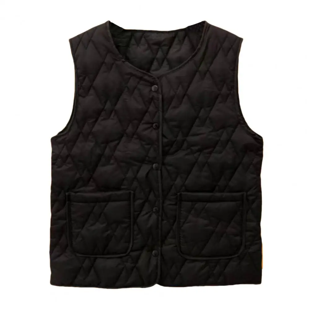 Gilet moda donna di mezza età termico senza maniche da donna con chiusura monopetto imitazione cotone di seta per l'autunno