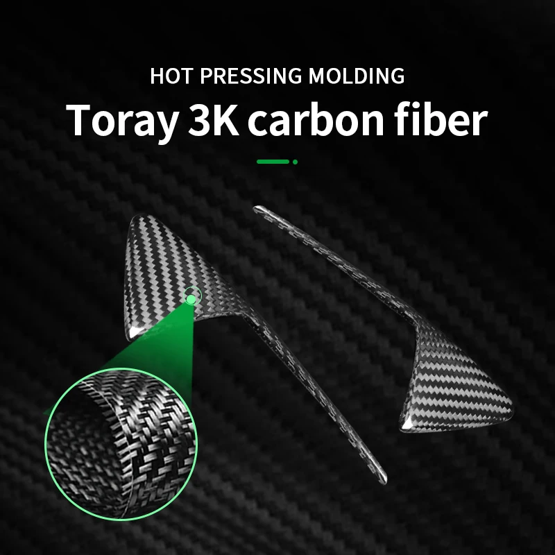 Real Carbon Fiber Car Turn Signal Trim Decoration 2 PCS For Tesla Model 3 2017-2023 Year Glossy Black Car Accessiories Sticker