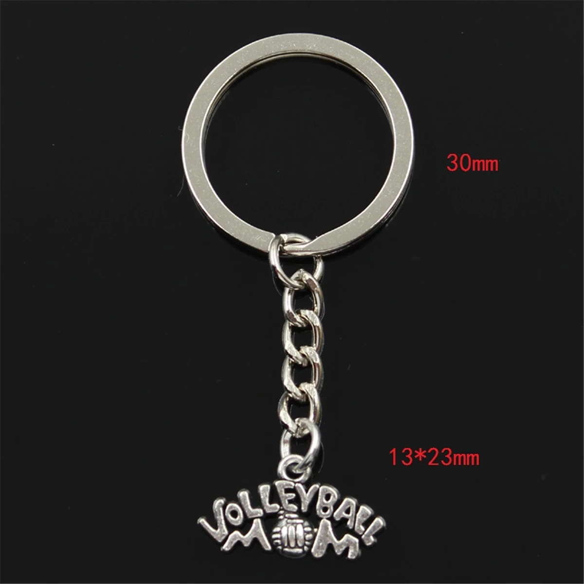 New Fashion Men 30mm Car Keychain DIY Metal Holder Chain Vintage Volleyball Mom 13x23mm Silver Color Pendant Gift