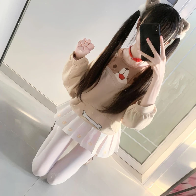 Japanese Kawaii Off-the-shoulder Grunge Hoodie Cartoon Print Pocket Hoody Y2K Aesthetic Womens Harajuku Loose Casual Sweatshirt