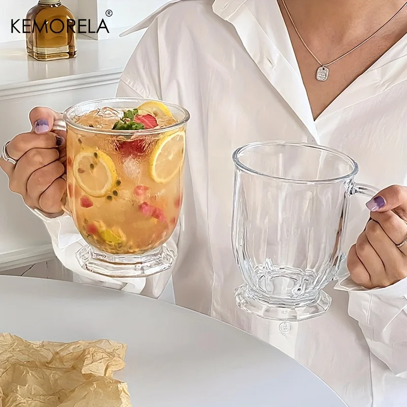 KEMORELA 1PCS Large Capacity Retro Water Cup 480/600/650ML Juice Coffee Milk Cup Suitable for Restaurant Afternoon Tea Decorate