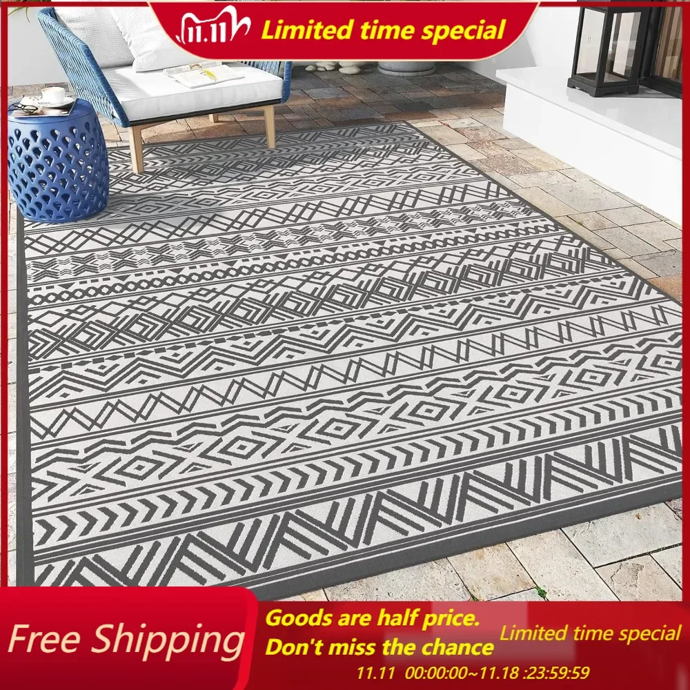 

Outdoor Rug Carpet 5x8 ft, Flatweave Textured Outdoor Patio Rug Non Slip Indoor Outdoor Rugs with Rubber Particles