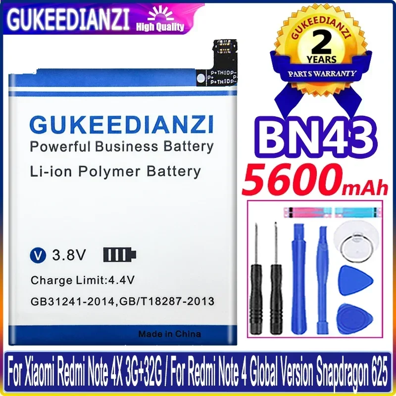 Bateria para Xiaomi Redmi Note 1, 2, 3, 4, 4x5, 6, 7, 8T, 9, 9S pro, Note3, Note4, Note4X, Note5, Note6, Note7, Note8, Note9, K20