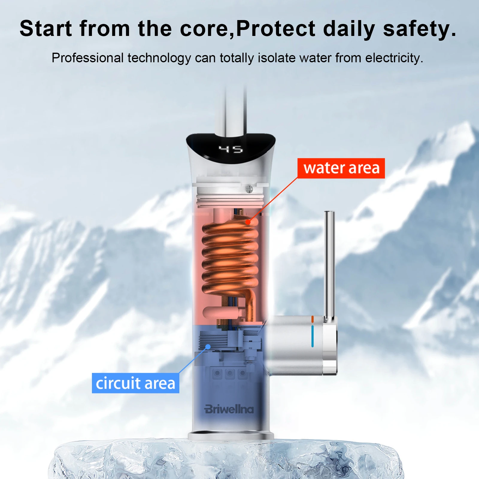 Electric Tankless Water Heater Faucet 220V 2-in-1 Instant Hot Water Geyser for Home Basin Tap