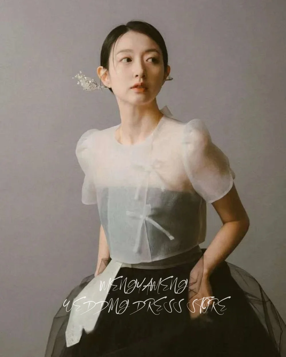 ZHUISHU Classic Korean Wedding Dresses O Neck Short Sleeves Photo Shoot Bridal Gowns Floor Length A Line Corset Free Customized