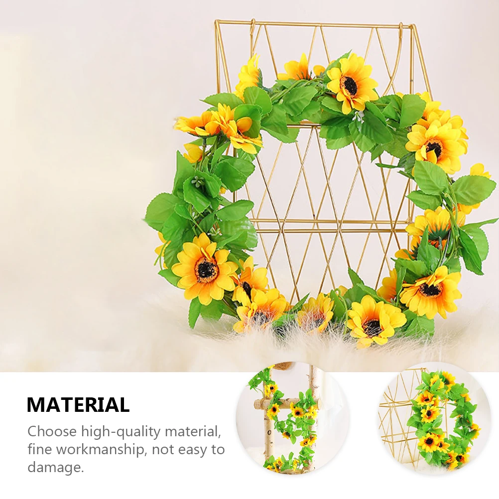 

2Pcs Artificial Sunflower Vine Premium Fake Hanging Rattan Decor for Home Party Wedding Wall Decoration Natural Look