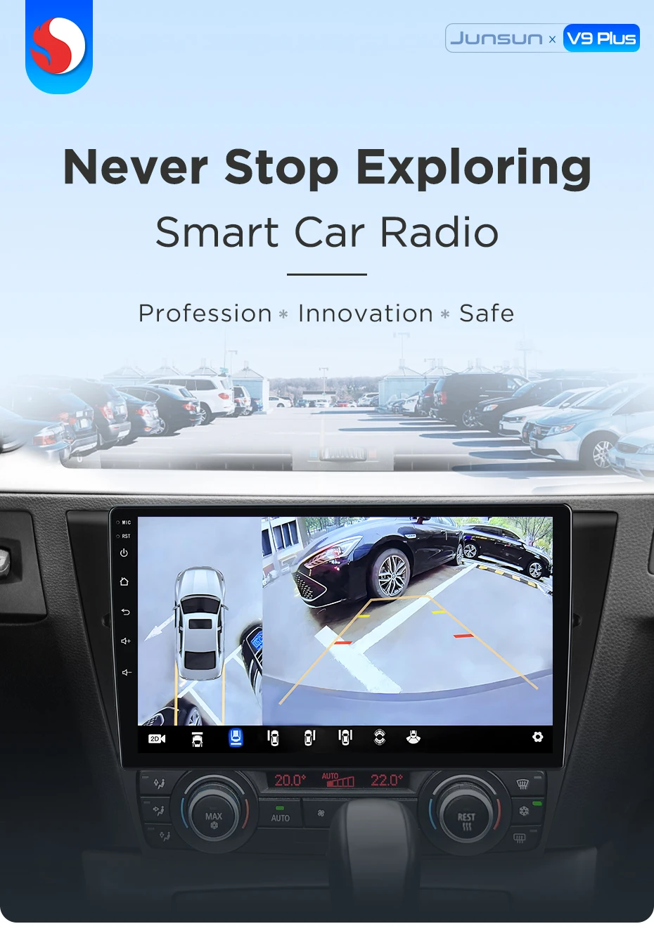 Junsun 360 ° Panorama-Kamera-Autoradio für BMW 3er Serie E90 E91 E92 E93 2005-2013 Kabelloses CarPlay Android Auto Stereo GPS RDS – Detail 3