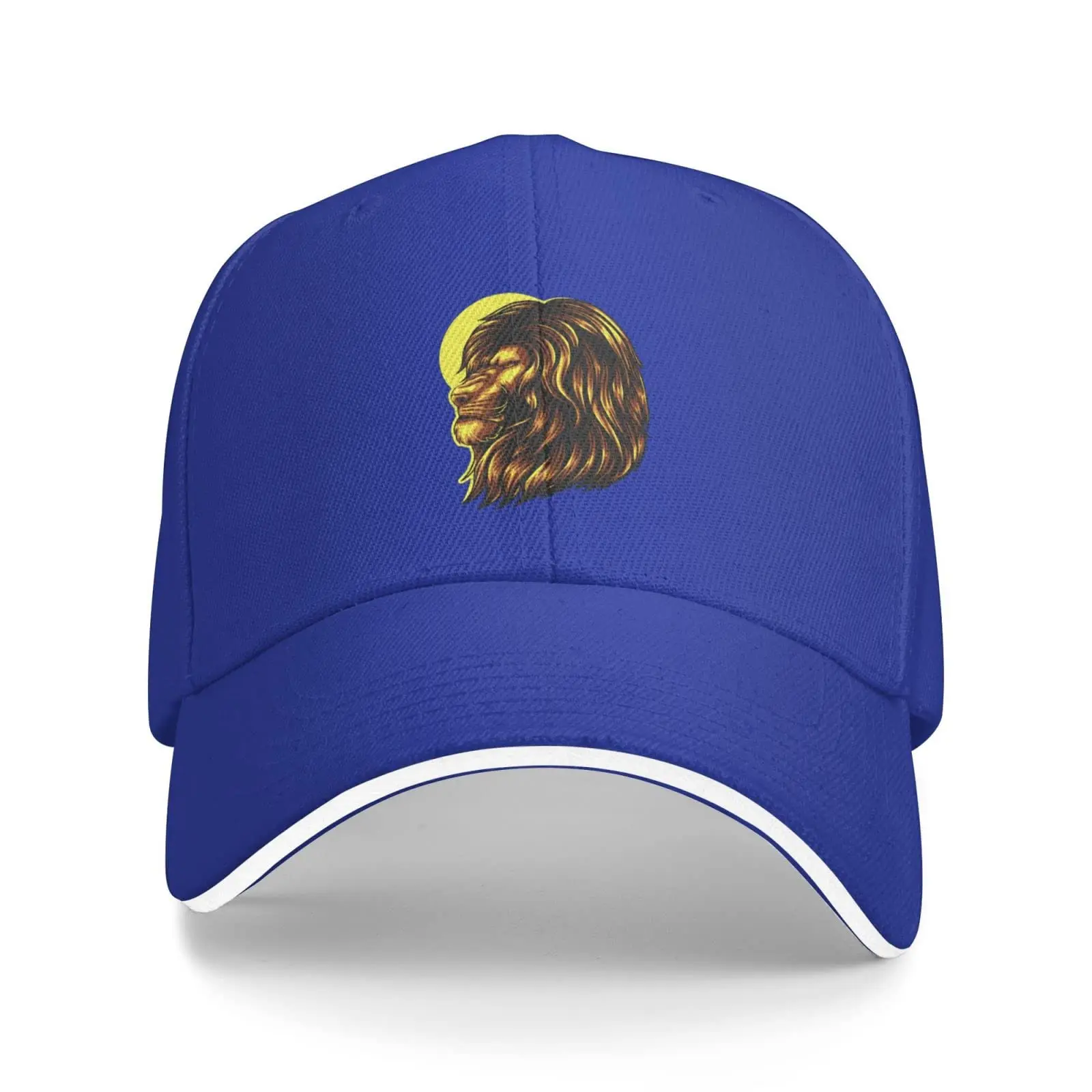 Golden Lion Head Trucker Baseball Cap for Men Women Hat Sandwich Brim Dad Hats