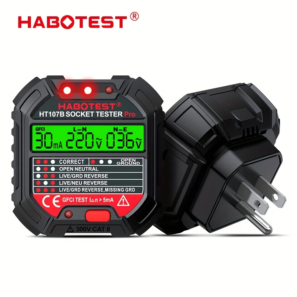 HABOTEST HT107B المقبس تستر الجهد اختبار المقبس الكاشف الاتحاد الأوروبي التوصيل الأرض صفر خط التوصيل قطبية المرحلة الاختيار #1