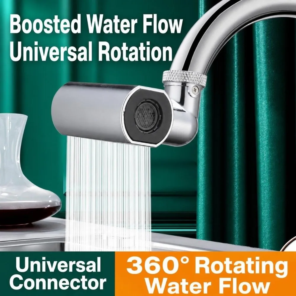 Stainless Steel Faucet Extender Waterfall Outlet Anti Splash Design Sink Nozzle Head Multi Function 360° Rotatable