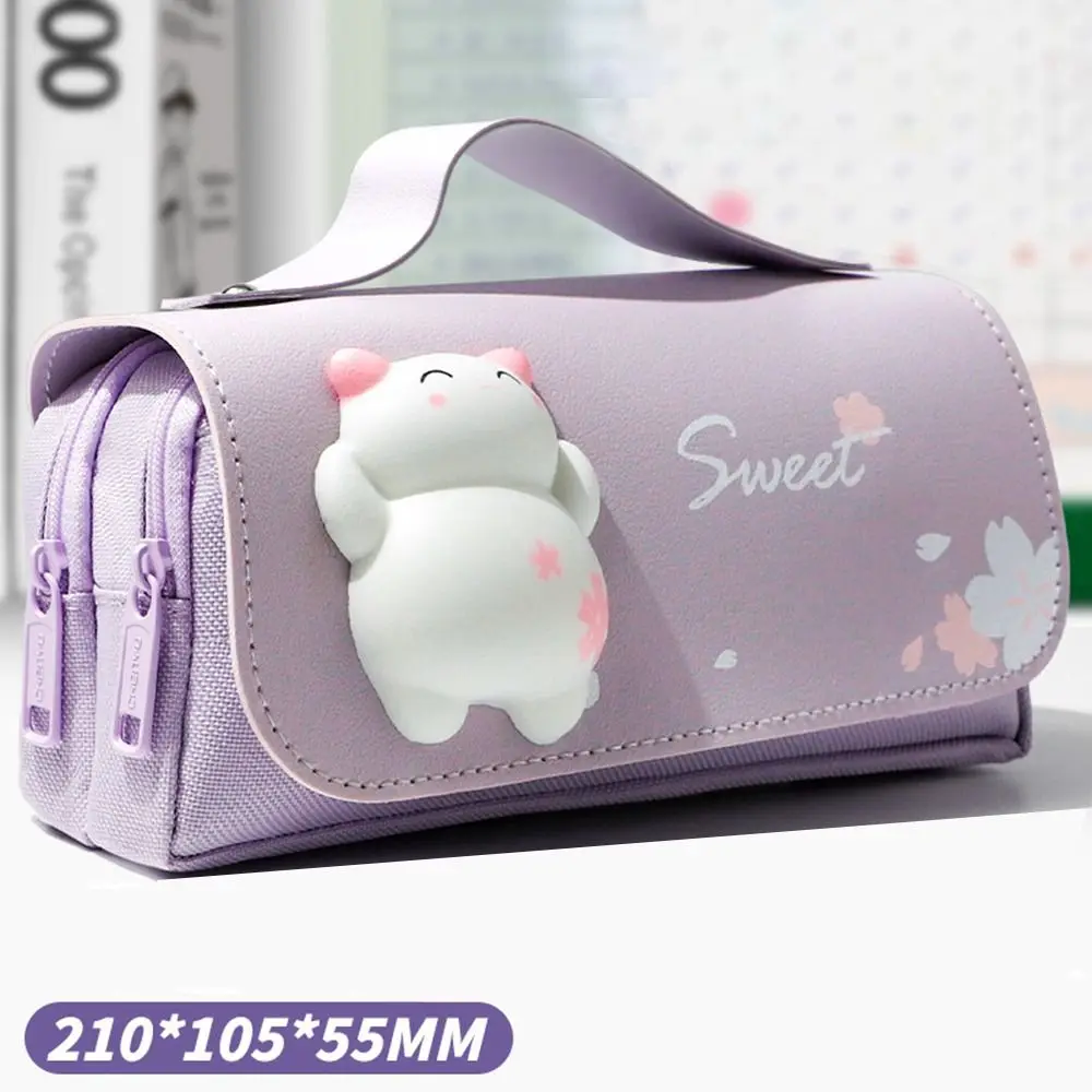 

3-layer Fun Press Pen Bag Korean Capybara Panda Animal Pencil Bag Large Capacity Zipper Stationery Storage Bag School Office