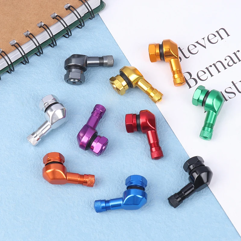 2Pcs 90 Degree CNC Motorcycle Tire Valve Stems Universal Motorcycle Aluminum Wheels Tire NCY Leak-proof Valve Caps